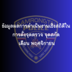 ข้อมูลผลการดำเนินงานเชิงสถิติในการตั้งจุดตรวจ จุดสกัด เดือน พฤศจิกายน 2567