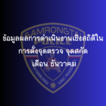 ข้อมูลผลการดำเนินงานเชิงสถิติในการตั้งจุดตรวจ จุดสกัด เดือน ธันวาคม 2567
